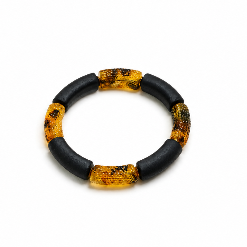 Kovan Baltic amber bracelet in cognac and black amber — handcrafted in Lithuania by AMBER999