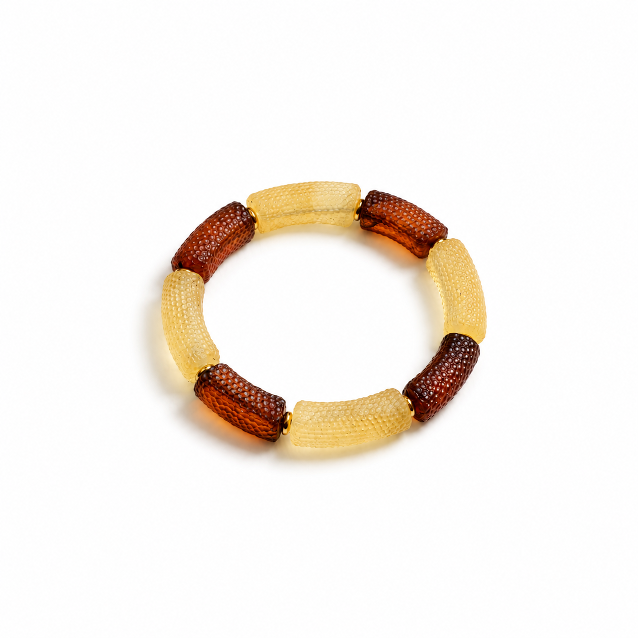 Tivenne Baltic amber bracelet in lemon and cherry tube beads — handcrafted in Lithuania by AMBER999 — Baltijos gintaro papuošalai, rankų darbas Lietuvoje
