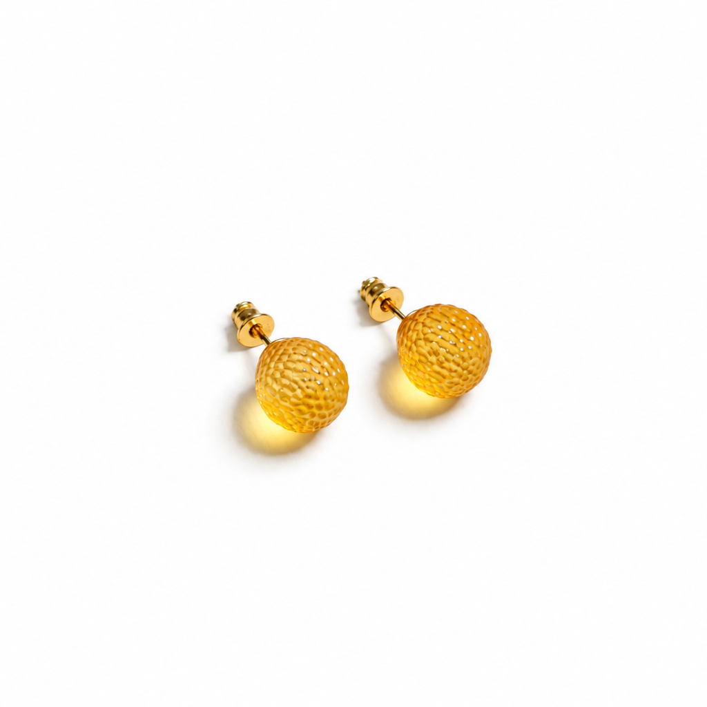 Delphine Baltic amber stud earrings in cognac amber — handcrafted in Lithuania by AMBER999