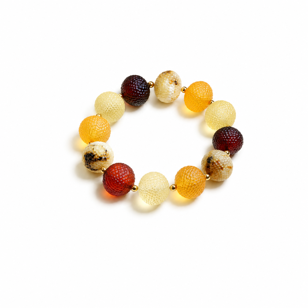 Rosalie Baltic amber bracelet in cherry, honey, lemon and white amber — handcrafted in Lithuania by AMBER999