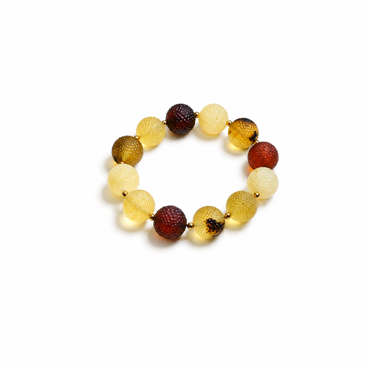 Odessa Baltic amber bracelet in lemon, cherry and cognac amber — handcrafted in Lithuania by AMBER999