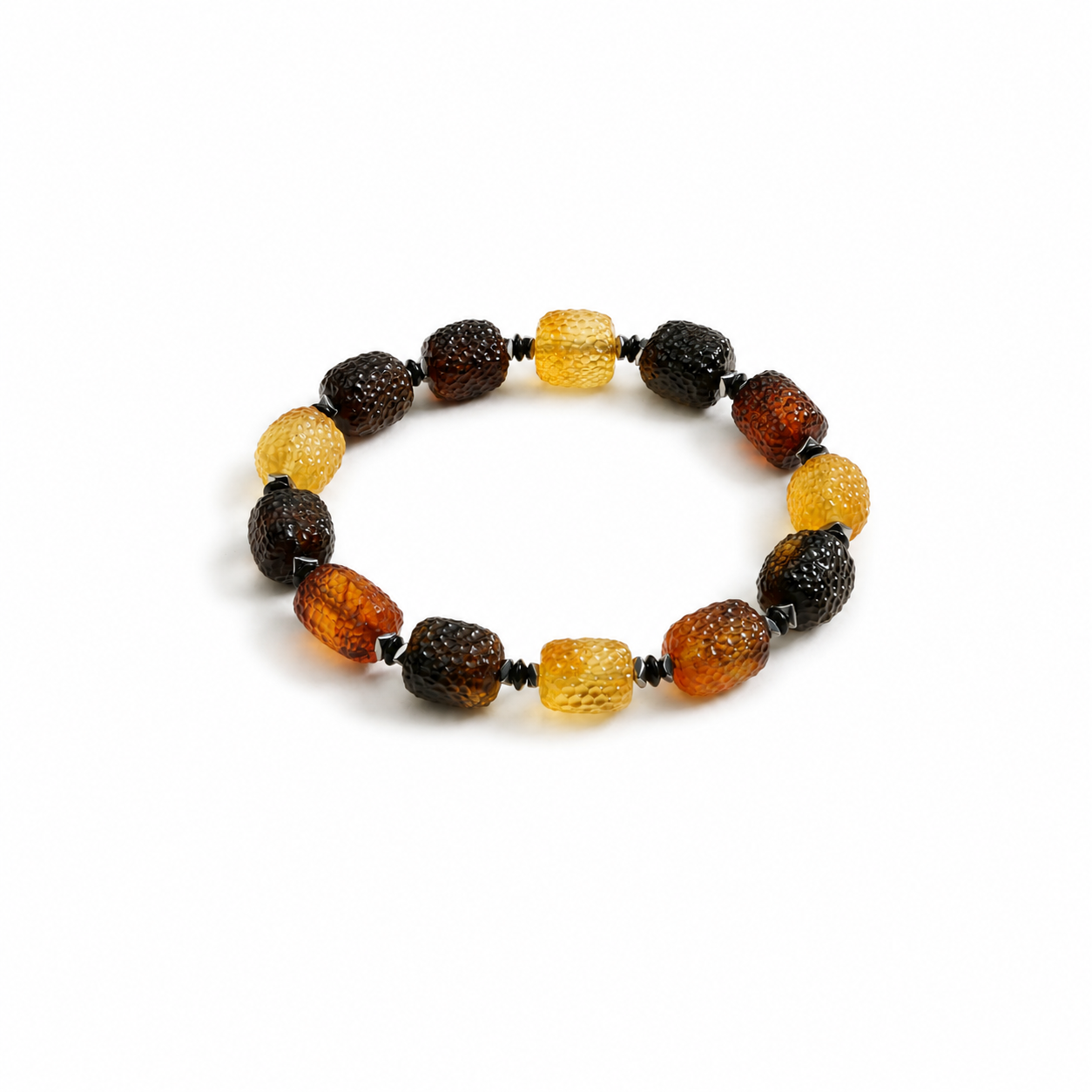 Pallilea Baltic amber bracelet in cherry and lemon amber — handcrafted in Lithuania by AMBER999 — Baltijos gintaro papuošalai, rankų darbas Lietuvoje