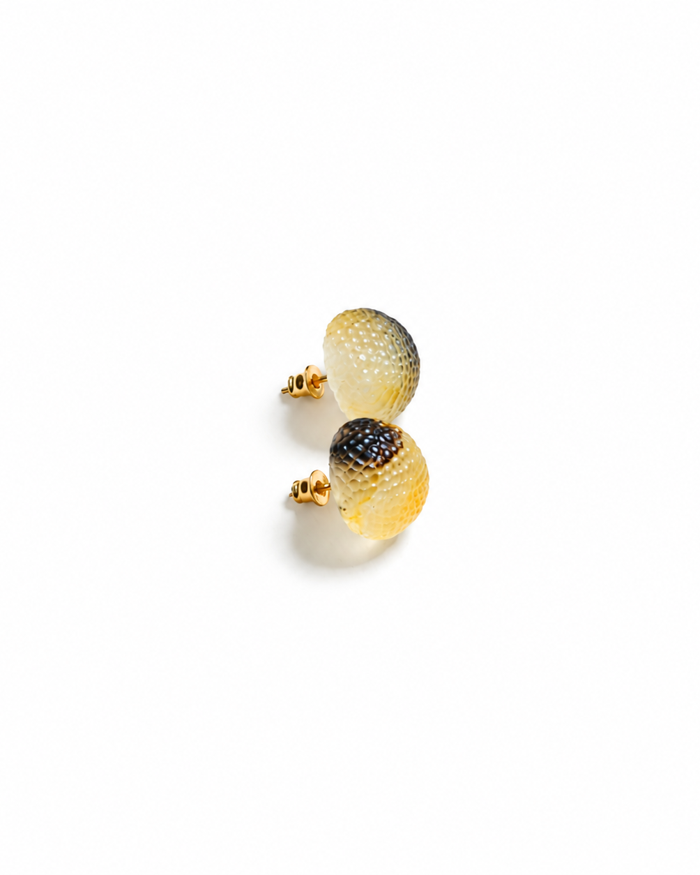 Colombe Baltic amber stud earrings in cream and black amber — handcrafted in Lithuania by AMBER999