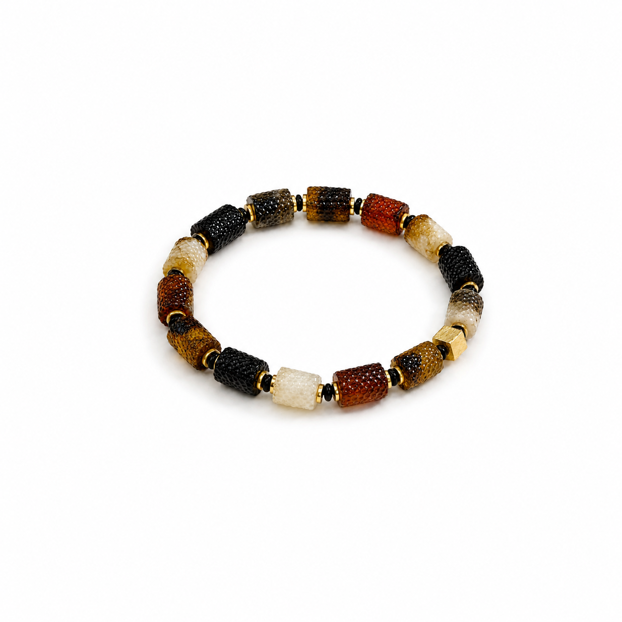 Sivier Baltic amber bracelet in mixed dark and honey amber — handcrafted in Lithuania by AMBER999 — Baltijos gintaro papuošalai, rankų darbas Lietuvoje