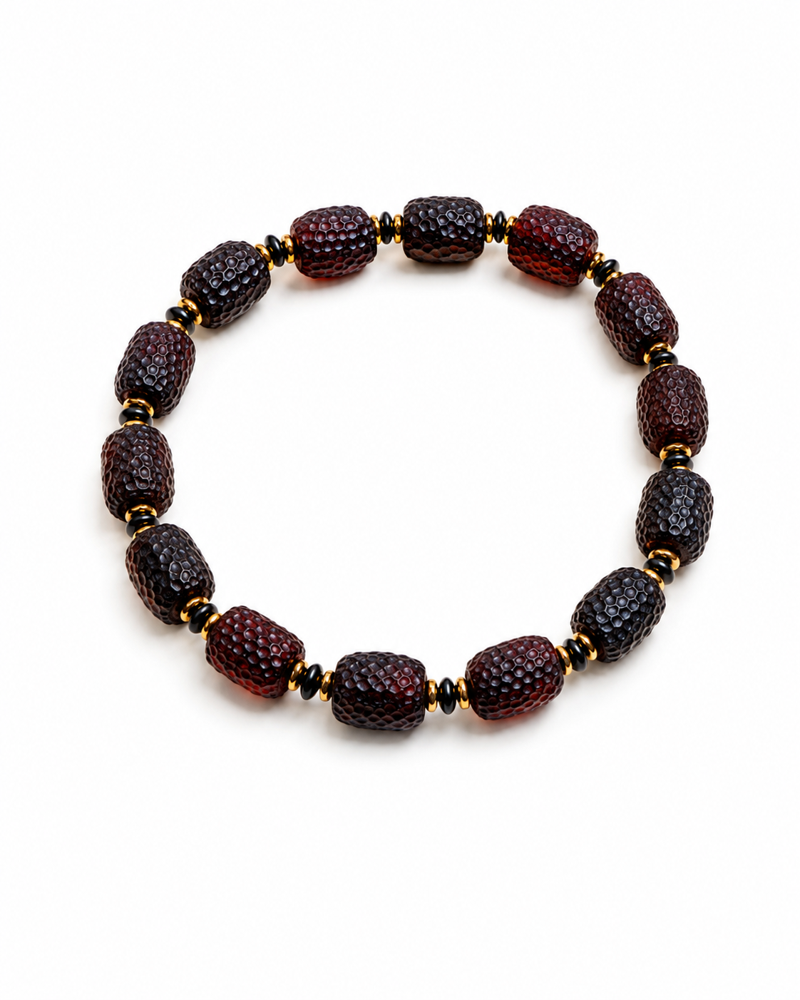 Avelor Baltic amber bracelet in dark cherry amber — handcrafted in Lithuania by AMBER999
