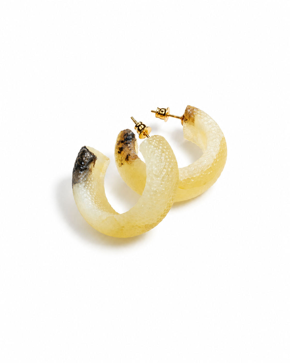Baltic amber hoop earrings in lemon yellow amber — handcrafted in Lithuania by AMBER999
