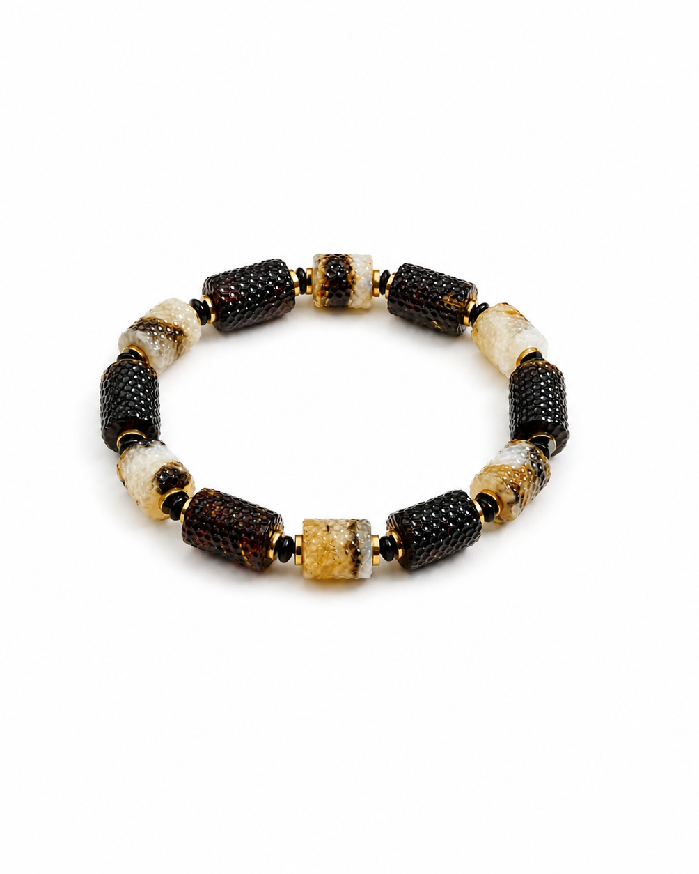 Hugo Baltic amber bracelet in black and cream amber — handcrafted in Lithuania by AMBER999