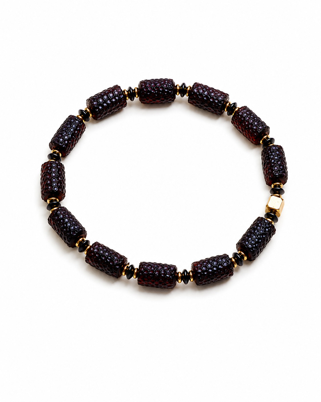 Lysant Baltic amber bracelet in near-black cherry amber — handcrafted in Lithuania by AMBER999
