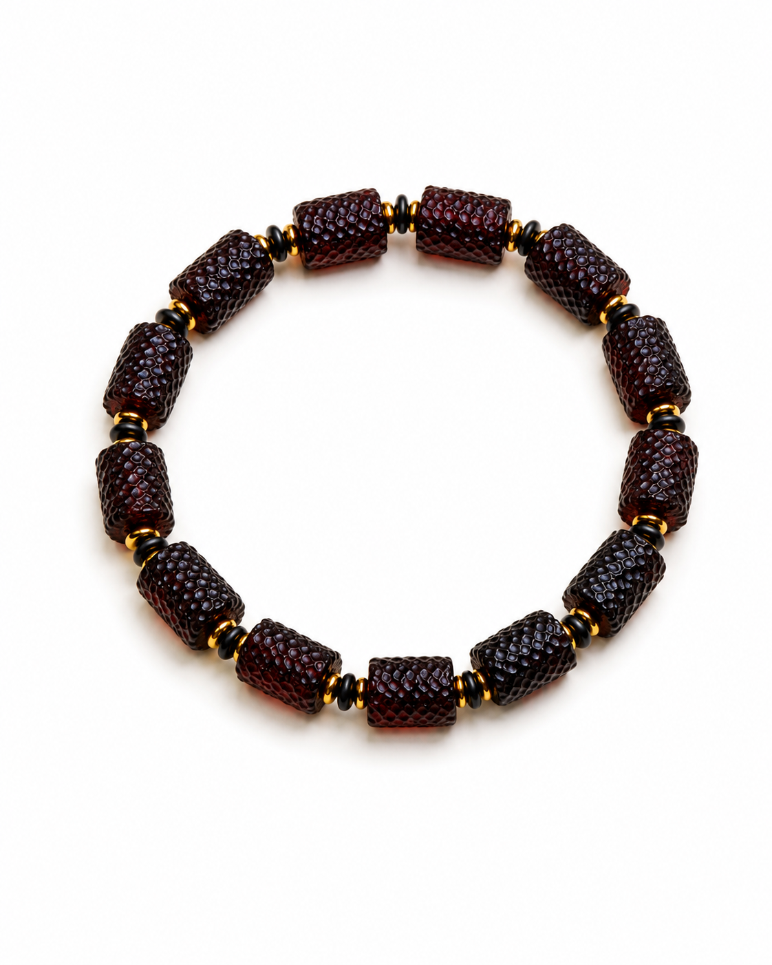 Rubis Baltic amber bracelet in dark cherry amber — handcrafted in Lithuania by AMBER999
