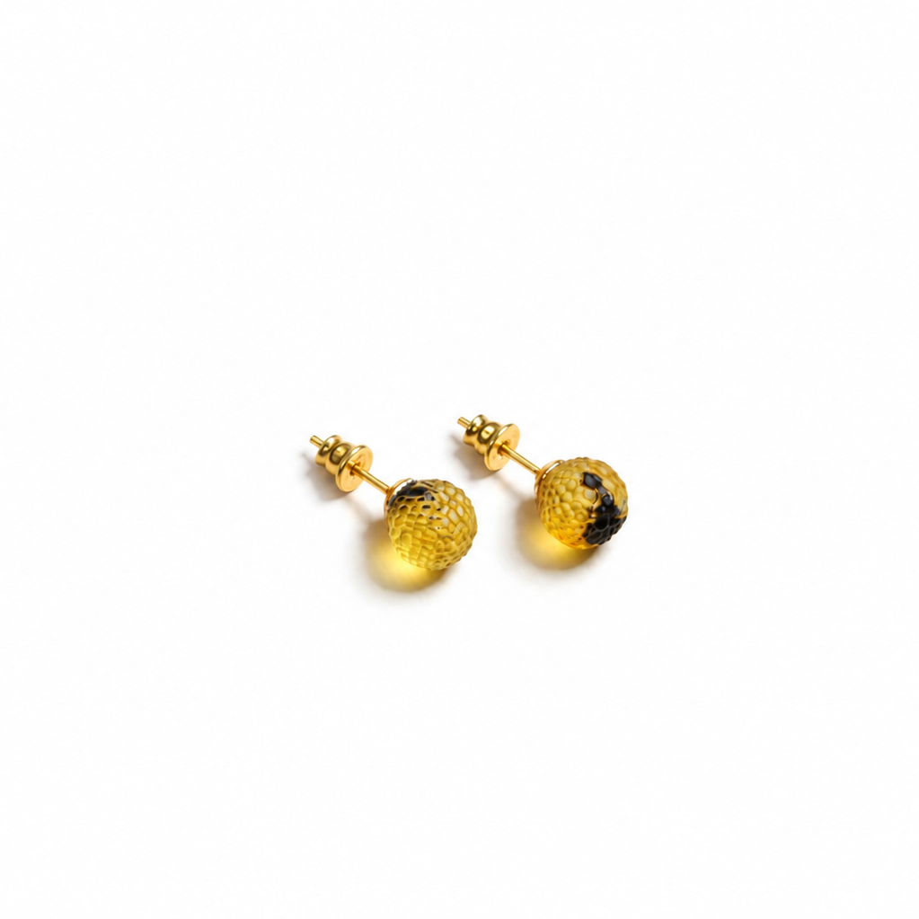 Fleur Baltic amber stud earrings in lemon yellow amber — handcrafted in Lithuania by AMBER999
