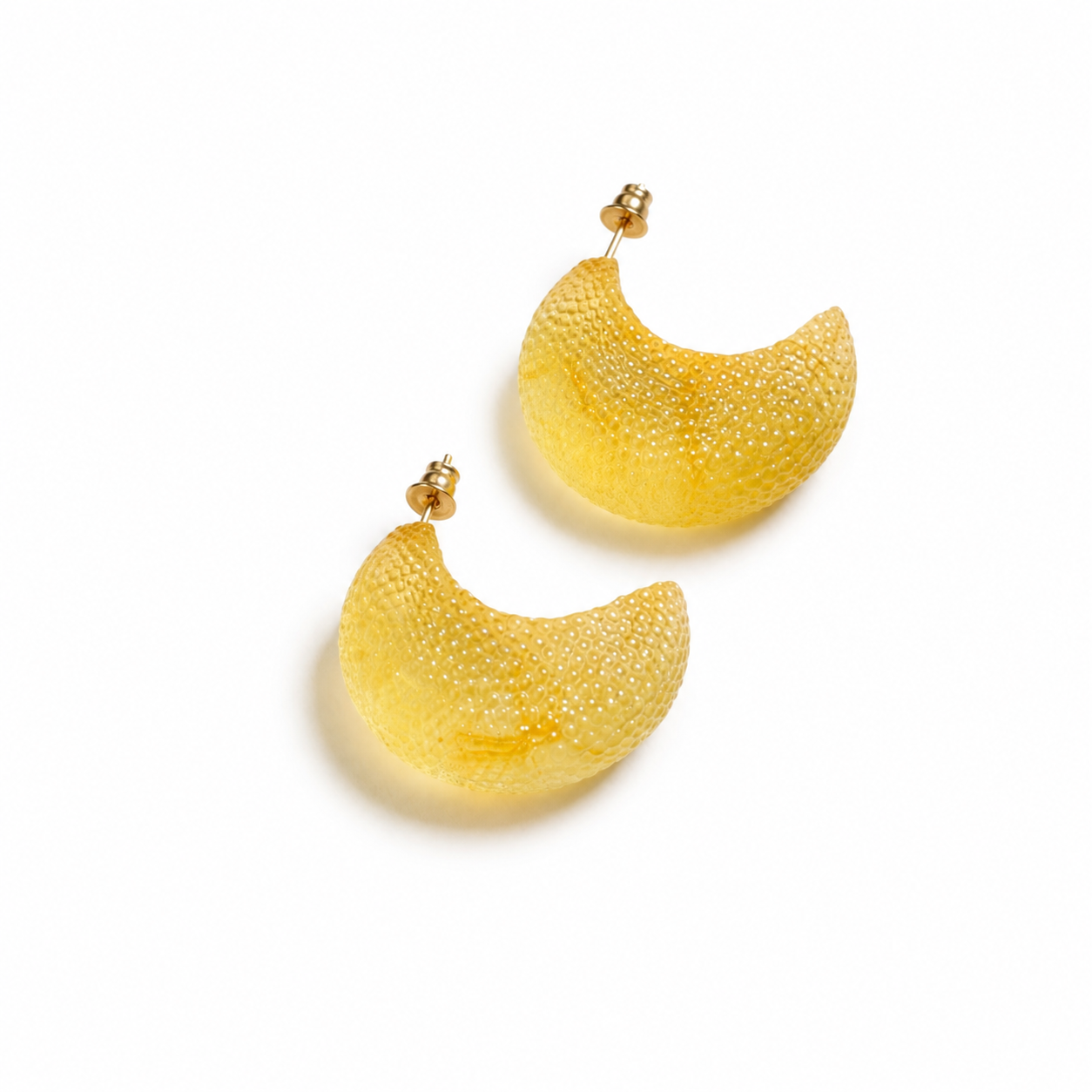Lune Baltic amber stud earrings in lemon yellow amber — handcrafted in Lithuania by AMBER999