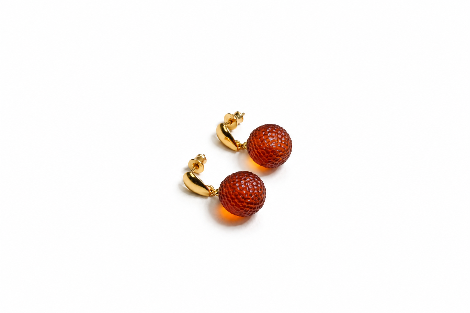 Marveline Baltic amber drop earrings in cherry amber — handcrafted in Lithuania by AMBER999
