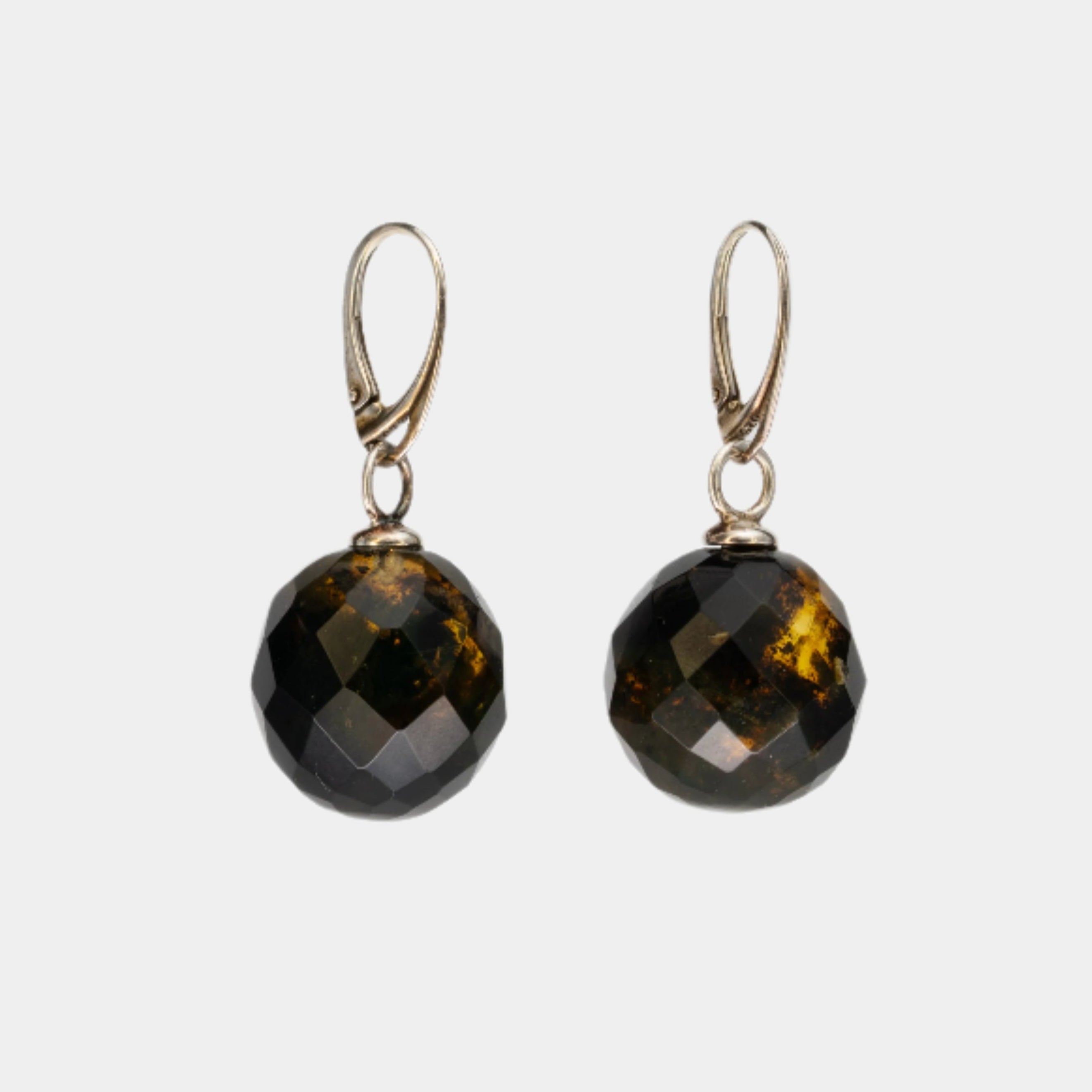 Amber Earrings with Silver – Handcrafted Elegance